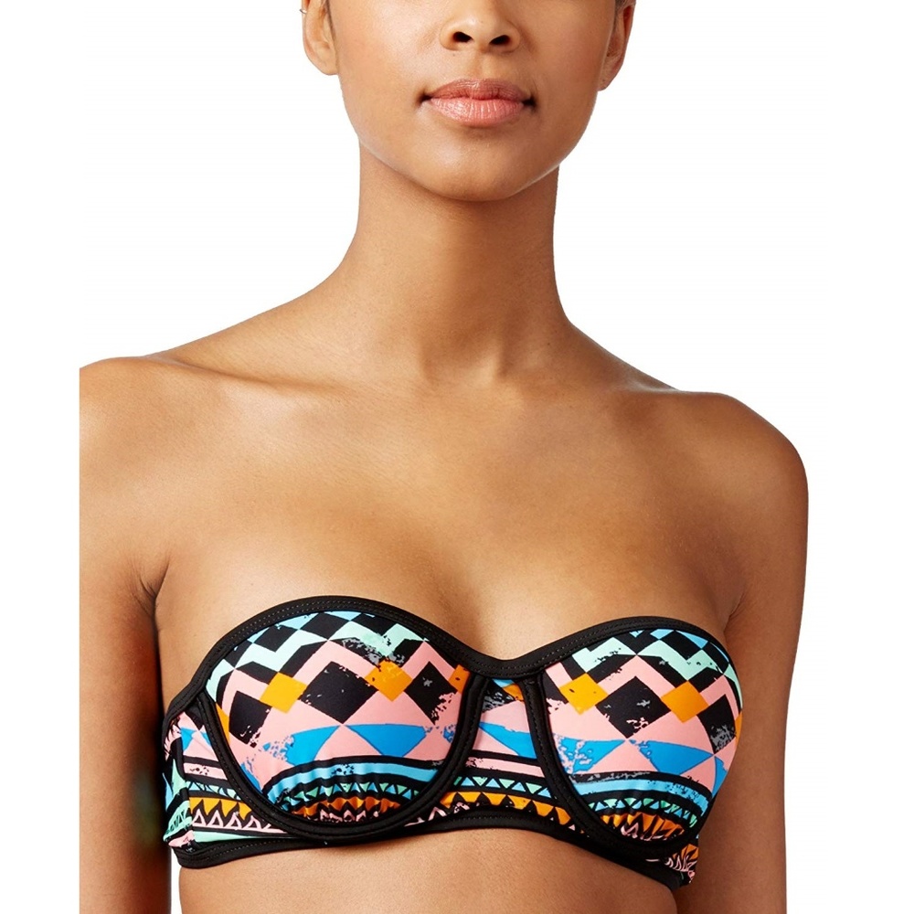Bikini Nation Colorblock Geometric Bikini Top NWT M